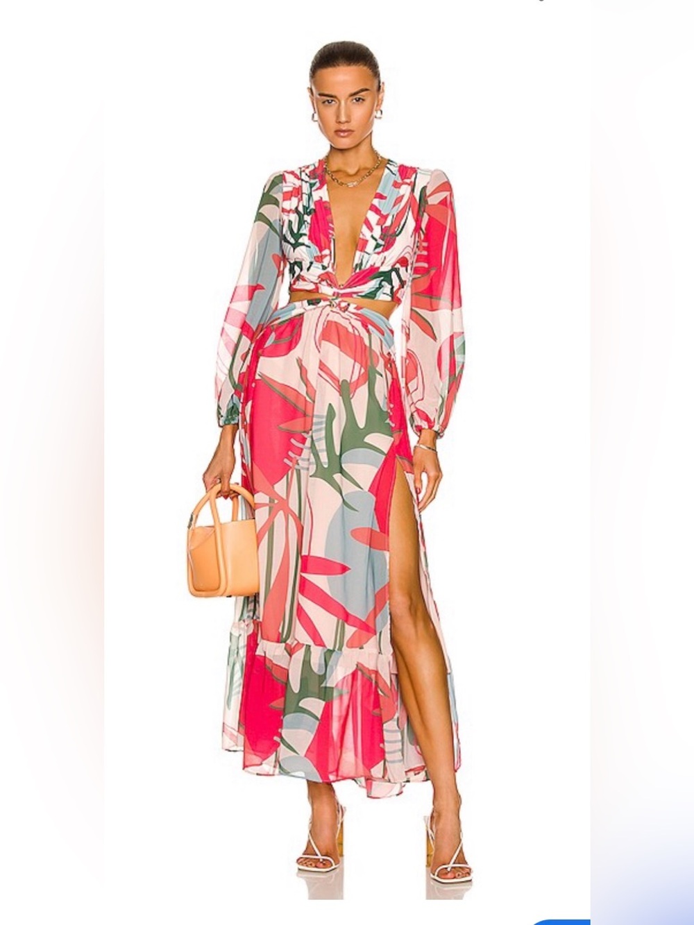 PatBO Rio Print Plunge Maxi Dress, Size Med, Worn Once